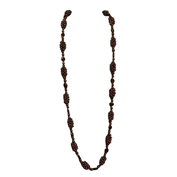 Garnet Necklace Seed Clusters w/ Round Beads and Irregular Garnet Spacers 27 in. - Picture 1 of 8